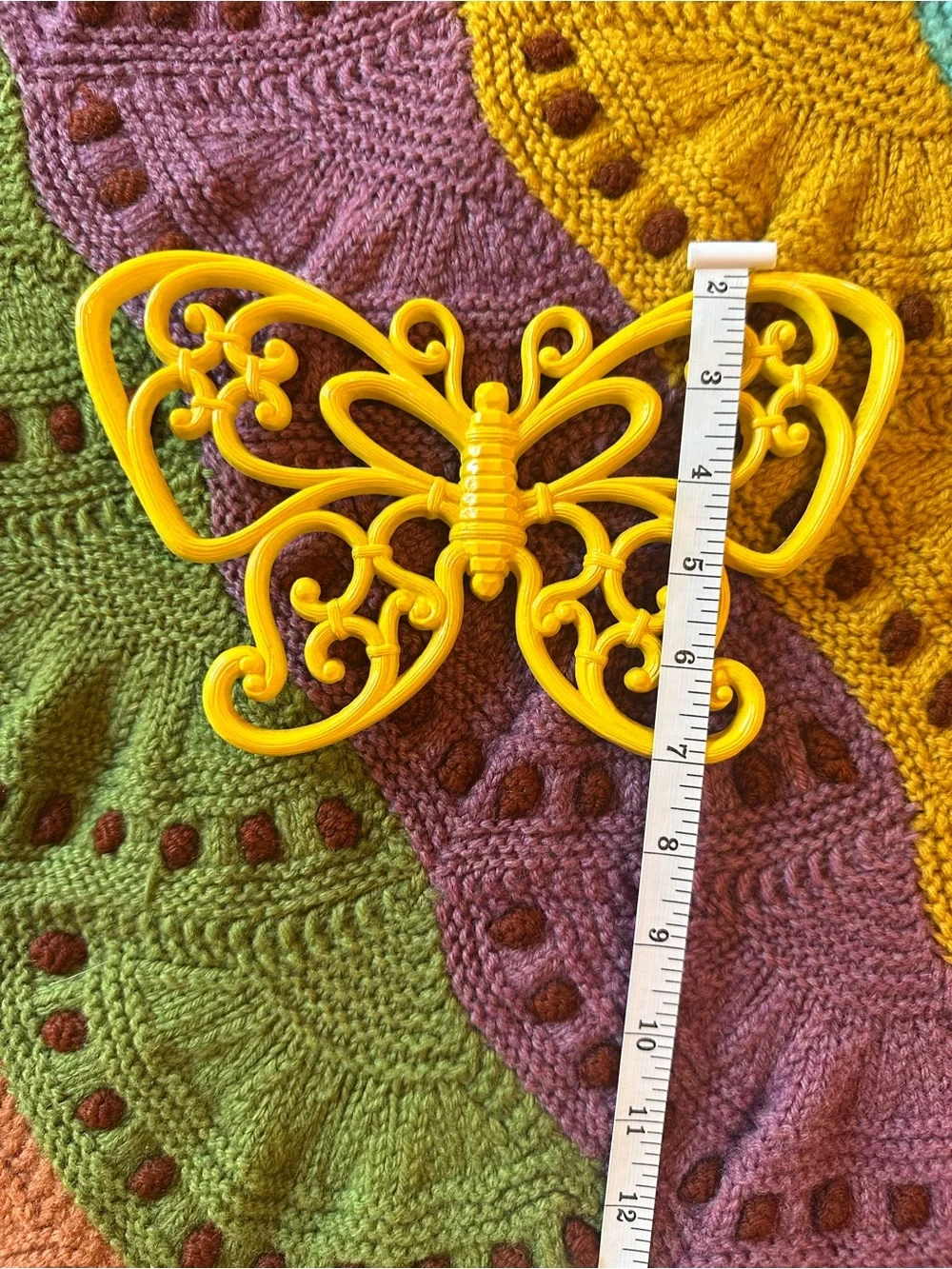Homco Yellow Butterfly Groovy Wall Decor Hanger On Back